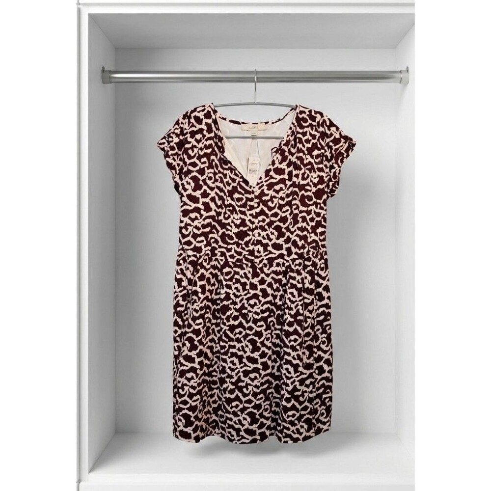 ✨ NWT LOFT Abstract Animal Print Side-Tie Swing Dress - Size XS✨